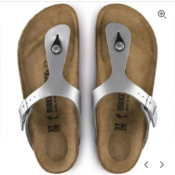 Birkenstock Gizeh BS Silver Thong Sandals EU 36 US Women’s 5 Regular Fit NWT - Picture 5 of 14